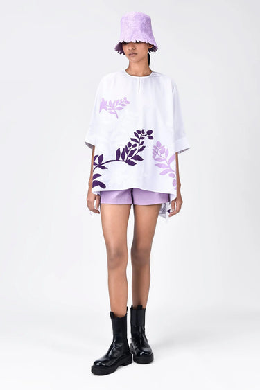 Oversized Cotton Poplin Top with Appliqué Detail - Genes Lecoanet Hemant