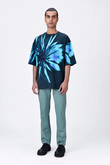 Oversized Cotton T-Shirt with UV Flower Print - Genes Lecoanet Hemant