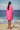 Barbie pink oversized dress for women with polo neck and embroidery detail