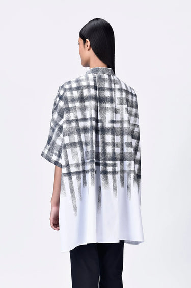 Oversized Giza Cotton Shirt with Dotted Check Print - Genes Lecoanet Hemant