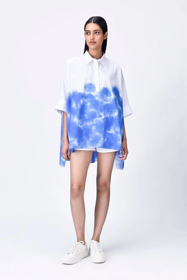 Oversized Giza Cotton Shirt with UV Abstract Print - Genes Lecoanet Hemant
