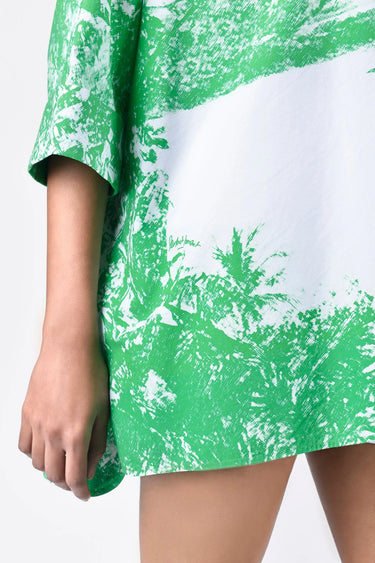 Oversized Monotone Landscape Print Shirt Mint Green - Genes Lecoanet Hemant