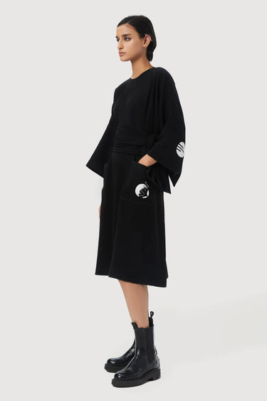 Oversized Round Neck Dress with Kimono Sleeves - Genes Lecoanet Hemant