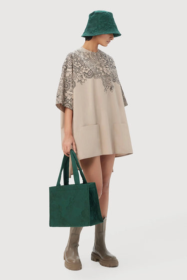 Oversized Round Neck Top with Placket - Genes Lecoanet Hemant