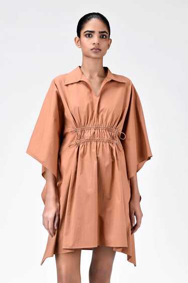 Oversized Shirt with Front Gathered Detail Salmon - Genes Lecoanet Hemant