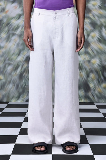 Pearl Grey Linen Trousers - Genes Online Store