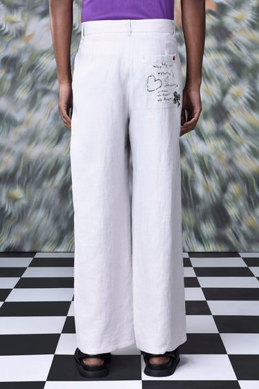 Pearl Grey Linen Trousers - Genes Online Store