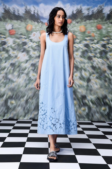 Playing Card Maxi A-Line Dress- Light Blue - Genes Online Store