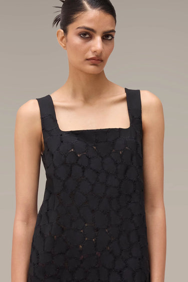 Women's Premium Black Cutwork Embroidered Mini Dress