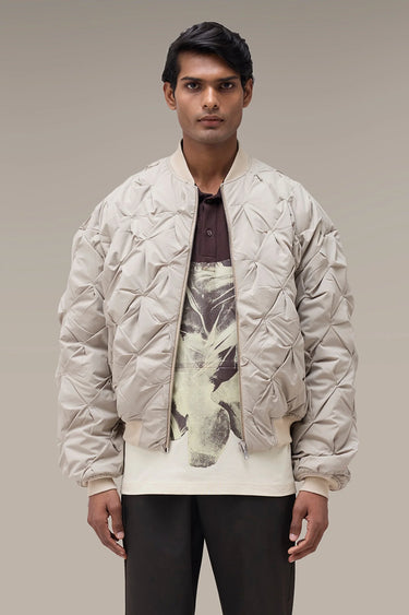Men's Premium Fawn Quilted Nylon Bomber Jacket