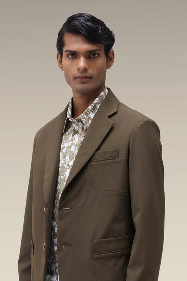 Men's Premium Khaki Poly Viscose Single-Breasted Jacket