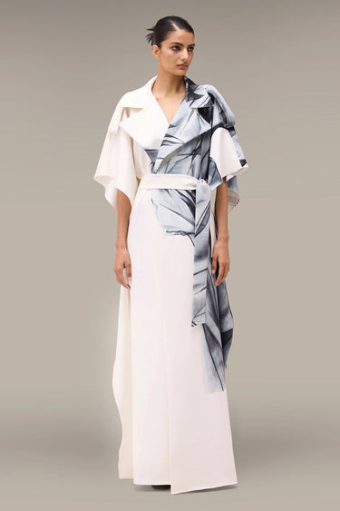 Women's Premium Off White Printed Tencel Twill Kaftan