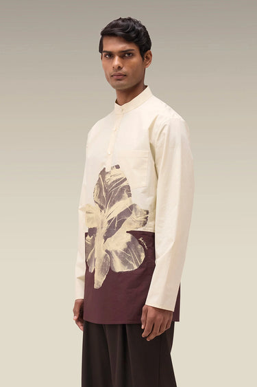 Men's Premium Wax Paper Floral Print Cotton Poplin Kurta