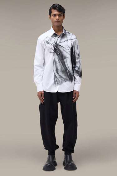 Men's Premium White Printed Giza Cotton Shirt
