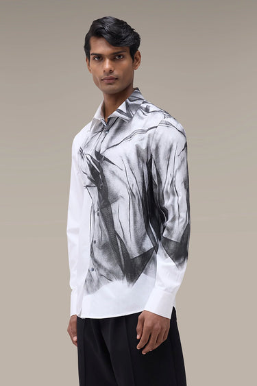Men's Premium White Printed Giza Cotton Shirt