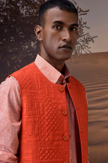 Stylish quilted sleeveless jacket for men, premium designer occasion wear India