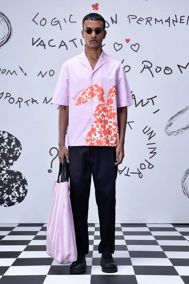 Rabbit Print Cotton Relax Fit Shirt - Smoothie Pink - Genes Online Store