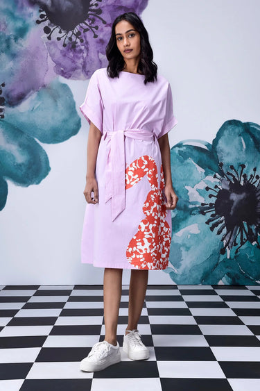 Rabbit Texture Relax Fit Dress- Smoothie Pink - Genes Online Store