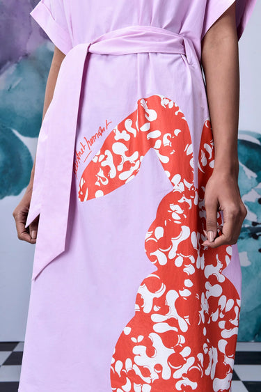 Rabbit Texture Relax Fit Dress- Smoothie Pink - Genes Online Store