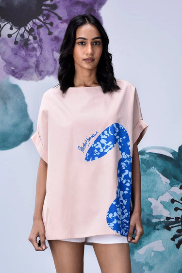 Rabbit Texture Relaxed Top- Beige Rosie - Genes Online Store