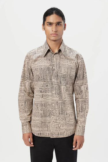 Regular Fit Button-Up Shirt in an All-Over Kantha Print - Genes Lecoanet Hemant