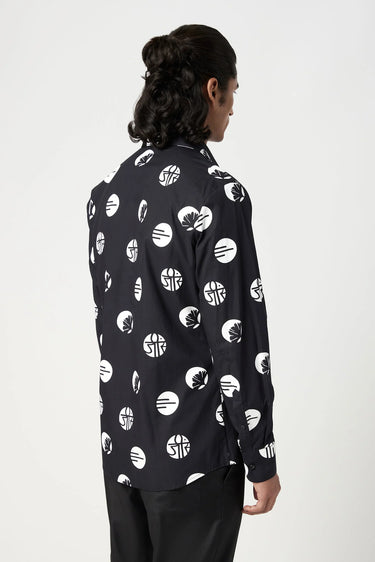 Regular Fit Button-Up Shirt in an Eye-Catching Stamp Print - Genes Lecoanet Hemant