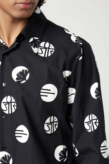 Regular Fit Button-Up Shirt in an Eye-Catching Stamp Print - Genes Lecoanet Hemant