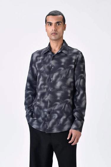 Regular Fit Button-Down Shirt with Aurora Check Print