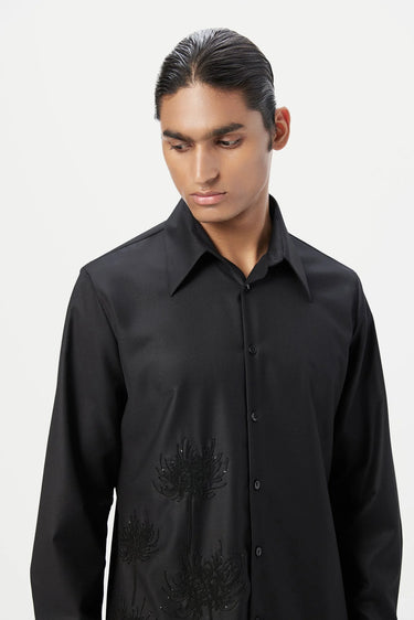 Regular Fit Button-Up Shirt with Beads Embroidery Placement - Genes Lecoanet Hemant