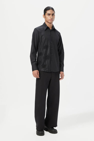 Regular Fit Button-Up Shirt with Beads Embroidery Placement - Genes Lecoanet Hemant
