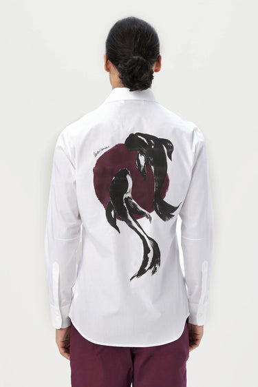 Regular Fit Button Up Shirt with Fish Print - Genes Lecoanet Hemant