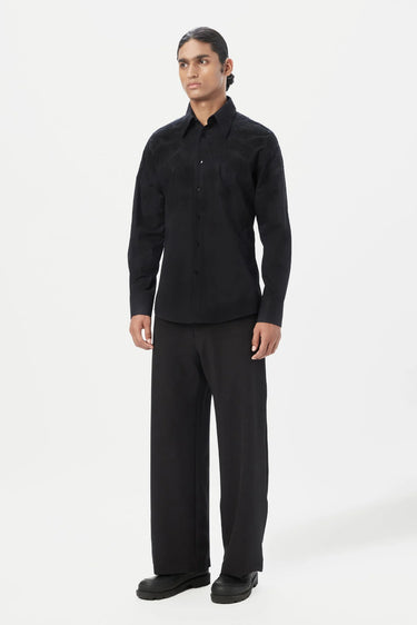 Regular Fit Button-Up Shirt with Gingko Thread Embroidery - Genes Lecoanet Hemant