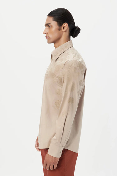Regular Fit Button-Up Shirt with Gingko Thread Embroidery - Genes Lecoanet Hemant