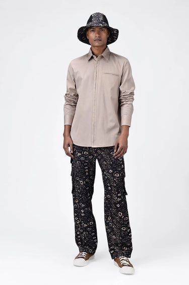 Regular Fit Button Up Shirt with Pleated Placket Sand - Genes Lecoanet Hemant