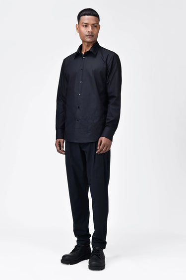 Regular Fit Cotton Poplin Shirt with Tropical Appliqué Embroidery