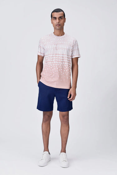Regular Fit Crew Neck T-Shirt with Cell Degrade Print - Genes Lecoanet Hemant