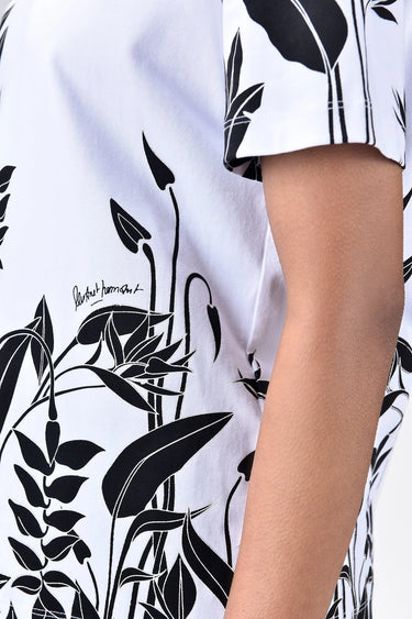 Regular Fit Crew Neck T-Shirt with Tropical Print - Genes Lecoanet Hemant