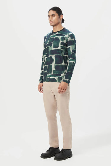 Regular Fit Full Sleeve T-Shirt in All-Over Abstract Print - Genes Lecoanet Hemant