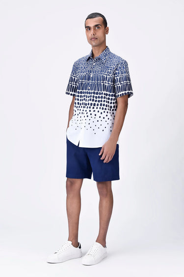 Regular Fit Half Sleeve Shirt with Cell Degrade Print - Genes Lecoanet Hemant