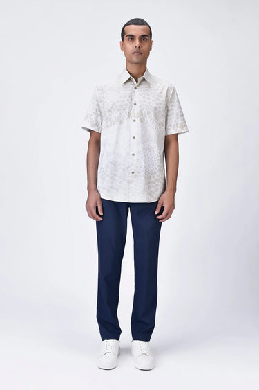 Regular Fit Half Sleeve Shirt with Microcell Print - Genes Lecoanet Hemant