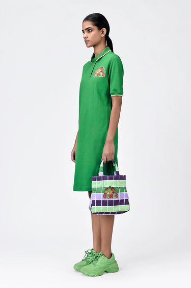 Regular Fit Polo Dress with Fruit Basket Embroidery-Spring Green - Genes Lecoanet Hemant