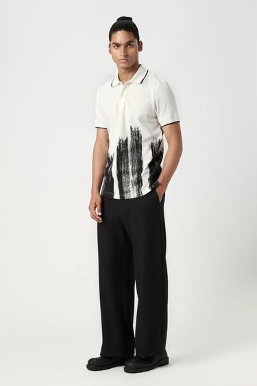 Regular Fit Polo T-Shirt with Brush Stroke Print Placement - Genes Lecoanet Hemant