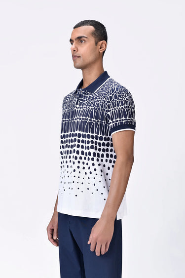 Regular Fit Polo with Cell Degrade Print - Clay-Green - Genes Lecoanet Hemant