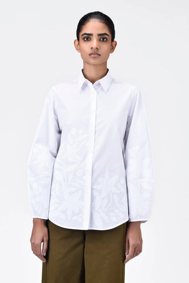 Regular Fit Shirt with Tropical Tonal Applique - Genes Lecoanet Hemant