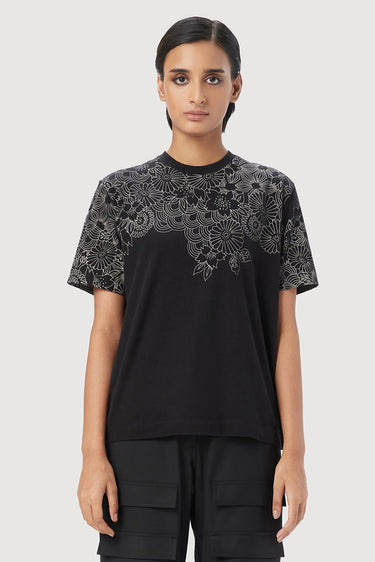 Regular Fit T-Shirt Featuring Floral Print Placement - Genes Lecoanet Hemant