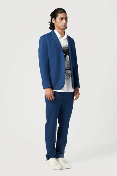 Regular Fit Two-Button Jacket with Scallop Printed Lining - Genes Lecoanet Hemant