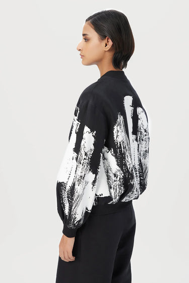 Relaxed Fit Bomber with and Brush Stroke Print Elegance - Genes Lecoanet Hemant
