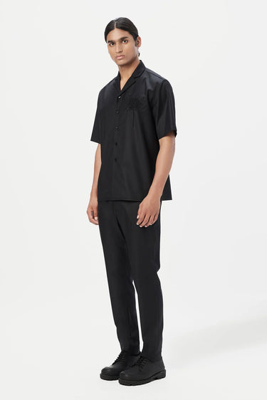 Relaxed Fit Half Sleeve Shirt with Beads Embroidery - Genes Lecoanet Hemant
