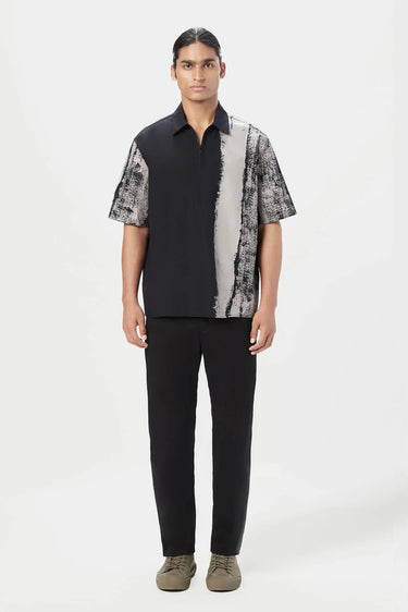 Relaxed Fit Half Sleeve Shirt with Zipper Front Opening - Genes Lecoanet Hemant