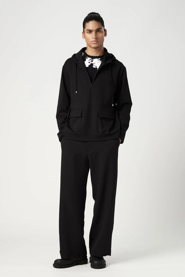 Relaxed Fit Hoodie with Front Flap Pocket and Zipper Opening Detail - Genes Lecoanet Hemant
